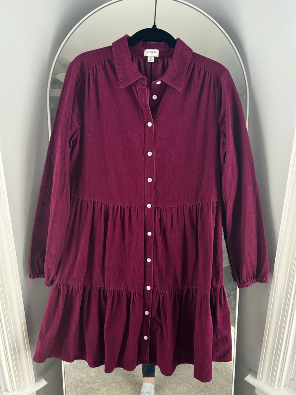 J. Crew Long Sleeve Tiered Shirt Dress